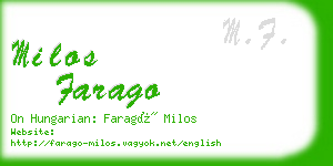 milos farago business card